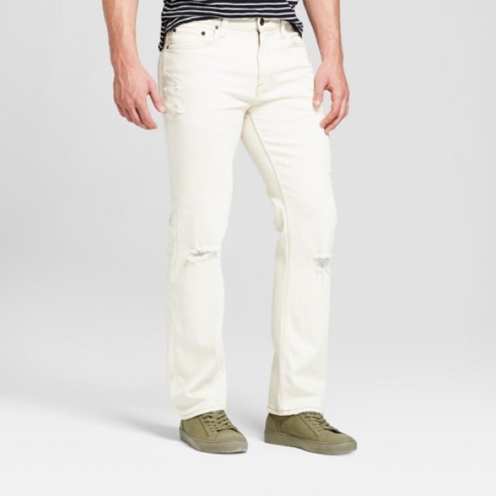 Goodfellow & Co. Ivory Straight Fit Ripped Jeans